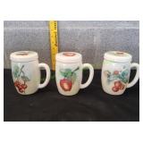 (3) Vtg Ceramic Mugs w/ Matching Lids