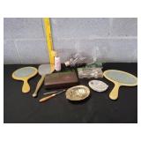 Vtg Vanity Handheld Mirrors, Sewing Kit & More