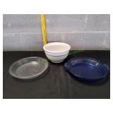 (2)Pyrex Pie Baking Dishes w/Ceramic Mixing Bowl