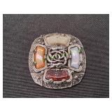 Vtg Celtic-Style Multi-Sone Brooch