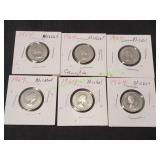 (6) 1964 Canadian Nickels