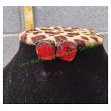 Red Stone Facet-Cut Cushion Stud Earrings