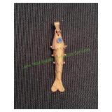 Vtg Flexible Gold Fish Pendant