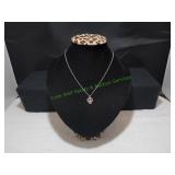 Vtg Silver-Tone Double Heart Pendant