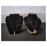(2) Vtg Gold-Tone Pendant Necklaces