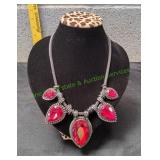 Bred Teardrop Stone Bold Bib Collar Necklace