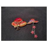(2) Red Hat Society Brooches
