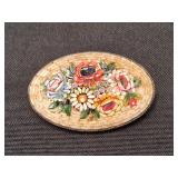 Vtg Italian Micro-Mosaic Floral Bouquet Brooch