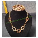 Gold-Tone Faux Tortosieshell Link Necklace Set