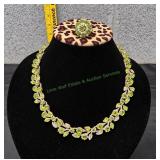 Vtg Leaf & Vine Cluster Necklace w/ Ring