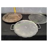Vtg Metal Serving Platters & More