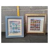 Framed Vtg Postage Stamps