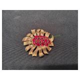 Vtg Gold-Tone Cluster Floral Brooch