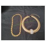 (2) Gold-Tone Choker Necklaces