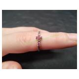 Sterling Silver Pink Cross Ring, Sz 5