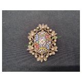 Vtg Italian Micro-Mosaic Gold-Tone Filigree