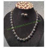 Banana Republic Black Faceted Crystal Necklace Set