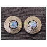 Vtg Silver-Tone Textured Starburst ClipOn