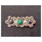 Vtg Sterling Silver Triple Flower Brooch