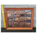 18.5x14.5 Framed Repousse Copper Relief Wall Art