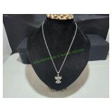 Silver-Tone Rhinestone Accented Angel Pendant