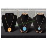 (3) Vtg Button-Type Pendants