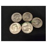 (5) 1979 Susan B Anthony Dollar Coins