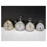(2) Vtg Pocket Watches & (2) Stop Watches