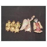 (3) Vtg Angel Brooches