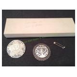 (2) Vtg Hand Carved Mother of Peal Brooches