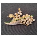 Vtg Faux Pearl Lily of the Valley Cluster Brooch
