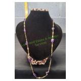 Vtg Gold-Tone Purple Stone Necklace