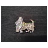 Vtg Silver-Tone Basset Hound Figural Brooch