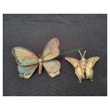 (2) Vtg Butterfly Brooches
