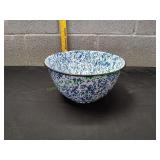 Blue & White Splatter Enamelware Mixing Bowl