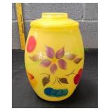 Vtg Barlett Collins Yellow Glass Cookie Jar