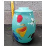 Vtg Bartlett Collins Turquoise Glass Cookie Jar