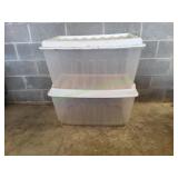 (2) Large Clear Storage Totes w/ White Lids