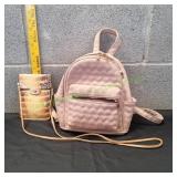 Light Pink Mini Backpack Handbag w/ Crossbody Bag