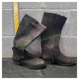 Black Suede Tall Riding Boot, Sz 6