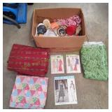 Vtg Sewing Patterns, Material & Ribbons