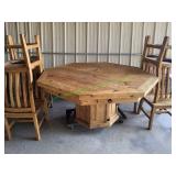 Solid Wood Rustic Octagonal Convertible Game Table