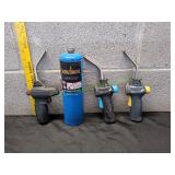 (3) Torch Heads w/ Bernzomatic Propane Cylinder