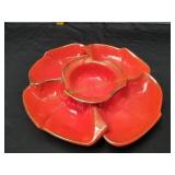 Vtg California Pottery Orange Lazy Susan Server
