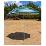 Green Striped Outdoor Patio Umbrella