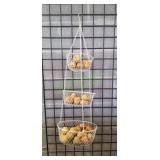 White Wire Basket w/ Faux Fruit