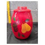Vtg Barlett Collins Red Glass Cookie Jar