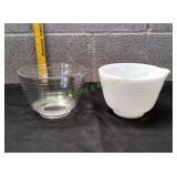 Pyrex Milk Glass Mixing Bowl w/ Clear Mixing Bowl