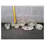 Vtg Glass Creamer, Sugar, Serving Bowls & More
