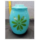 Vtg Barlett Collins Flower Power Glass Cookie Jar